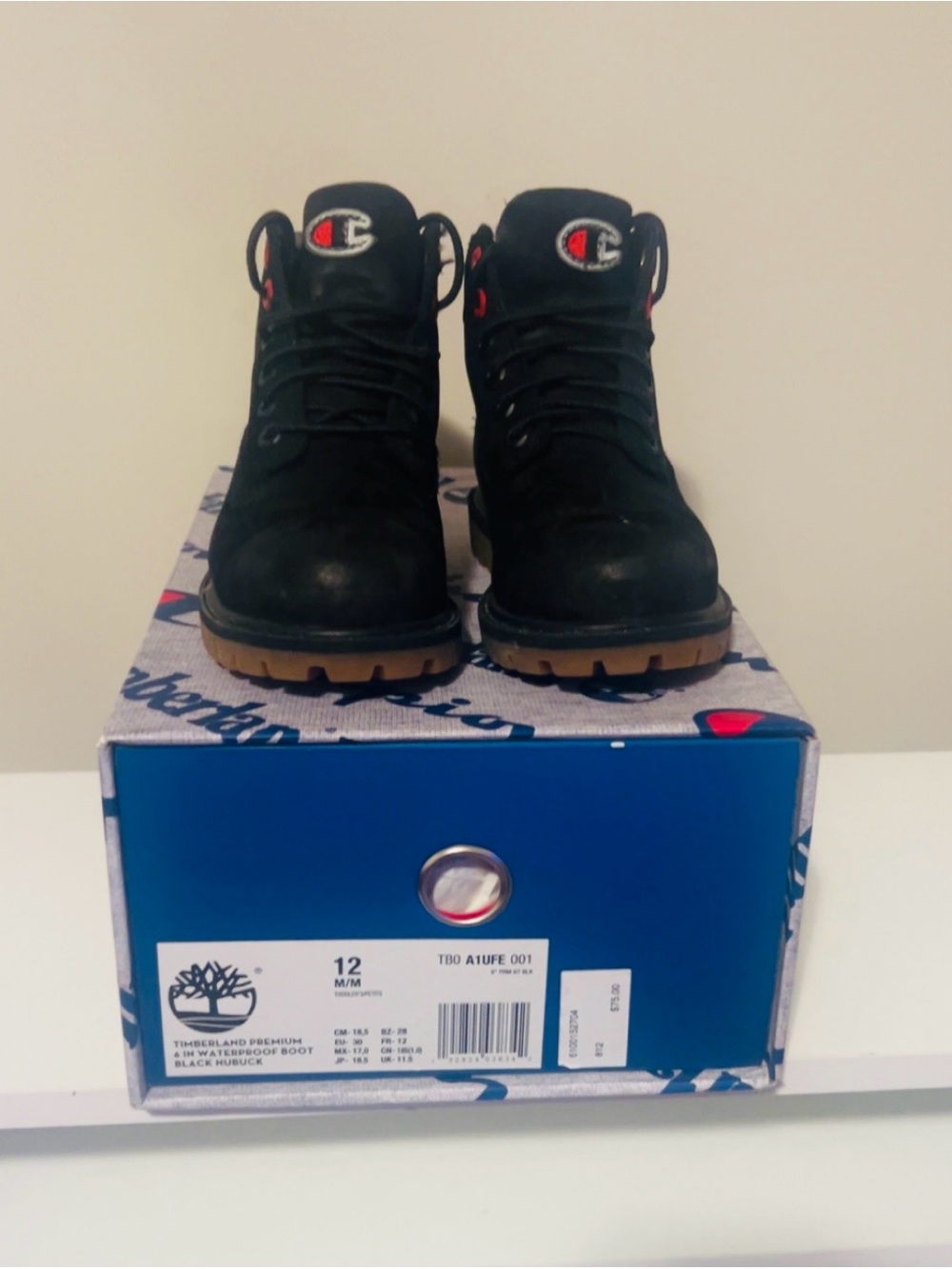 Little Boys Timberland x Champion 6” Boots Black 12C Rare Collab w/ Box